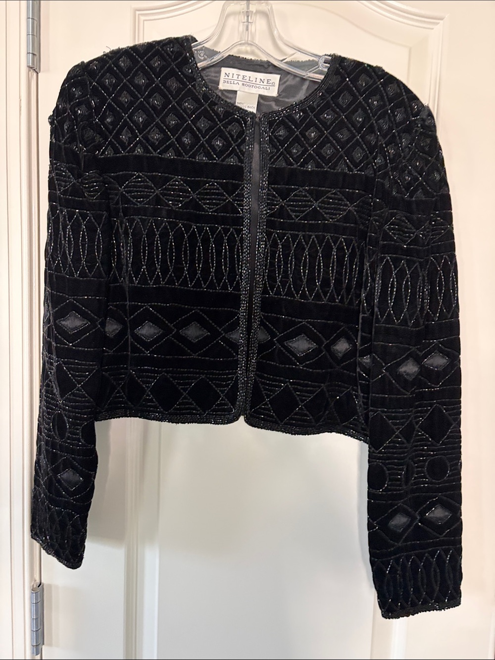Niteline Black Velvet Cropped Beaded Jacket